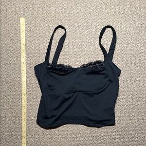 Slim Fit Black Lace Trim Camisole Top